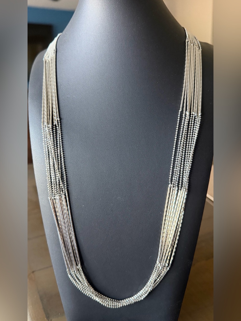 Layered silver chain necklace
